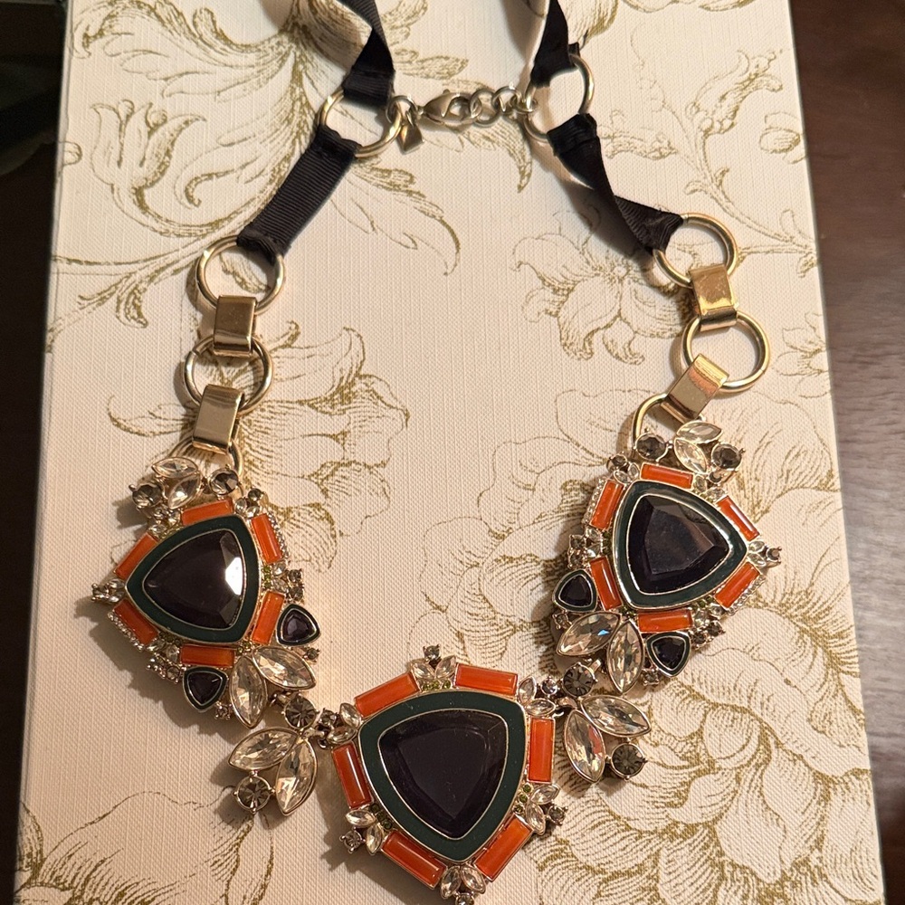 Banana Republic Gold and Orange Geometric Necklace